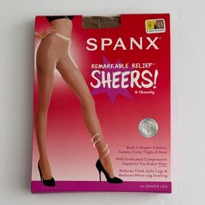 Spanx Remarkable Relief Sheers Compression Size B Shade S5 Beige 8-15mmHg New